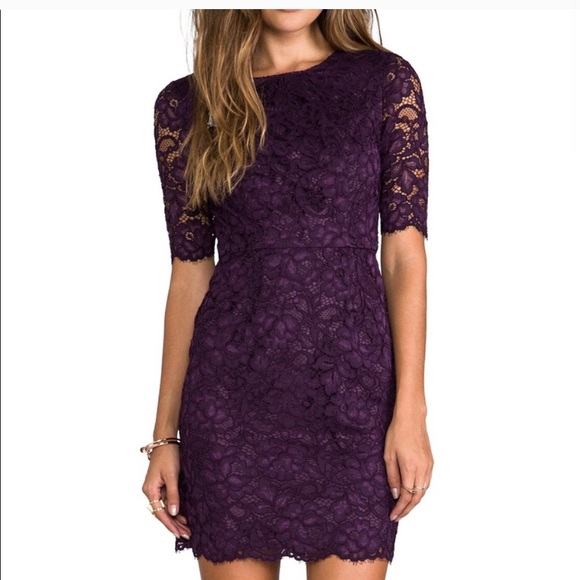 NWT Shoshanna Deep Purple Lace Dress Sz 2 - Picture 1 of 6